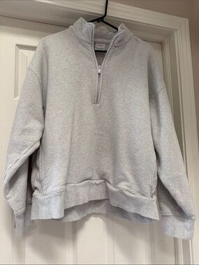 Aritzia Light Gray Half-Zip Pullover Sweater